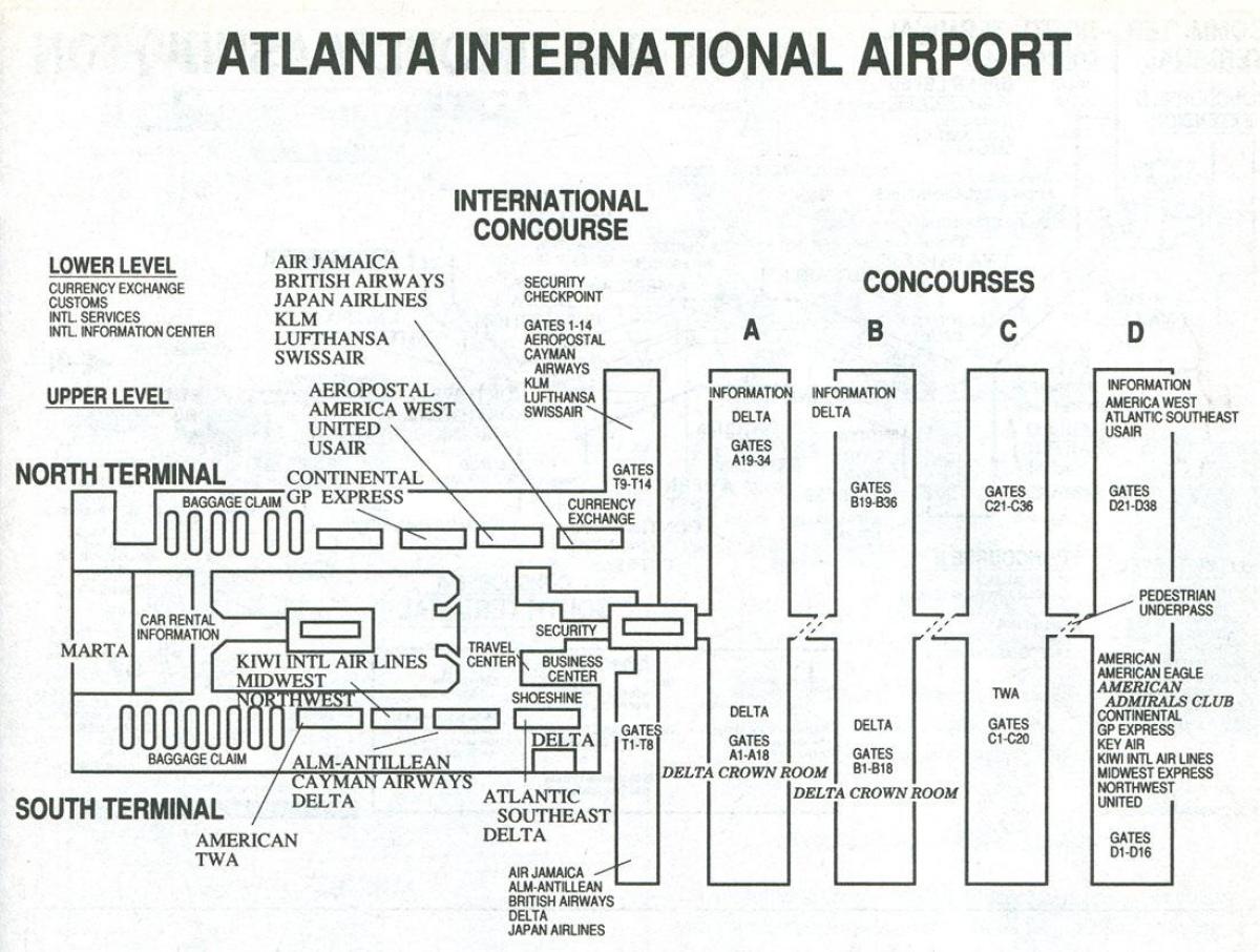 Atlanta airport terminal s χάρτης