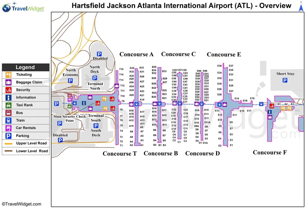 χάρτης της Hartsfield Jackson airport