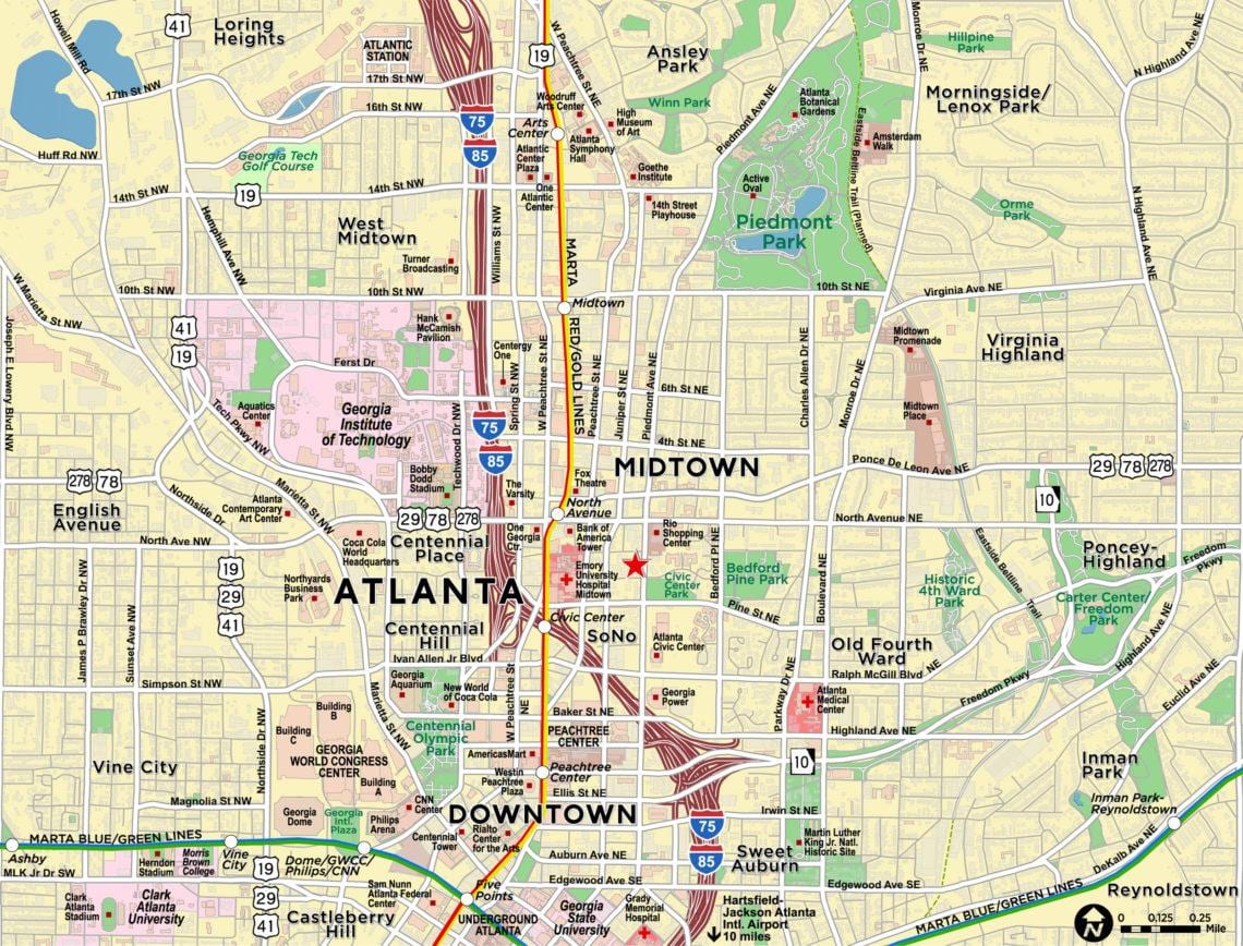 χάρτης της πόλης Atlanta