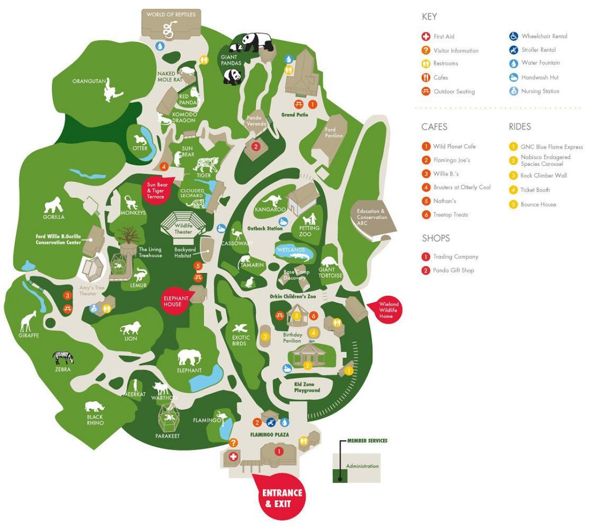 χάρτης του zoo Atlanta