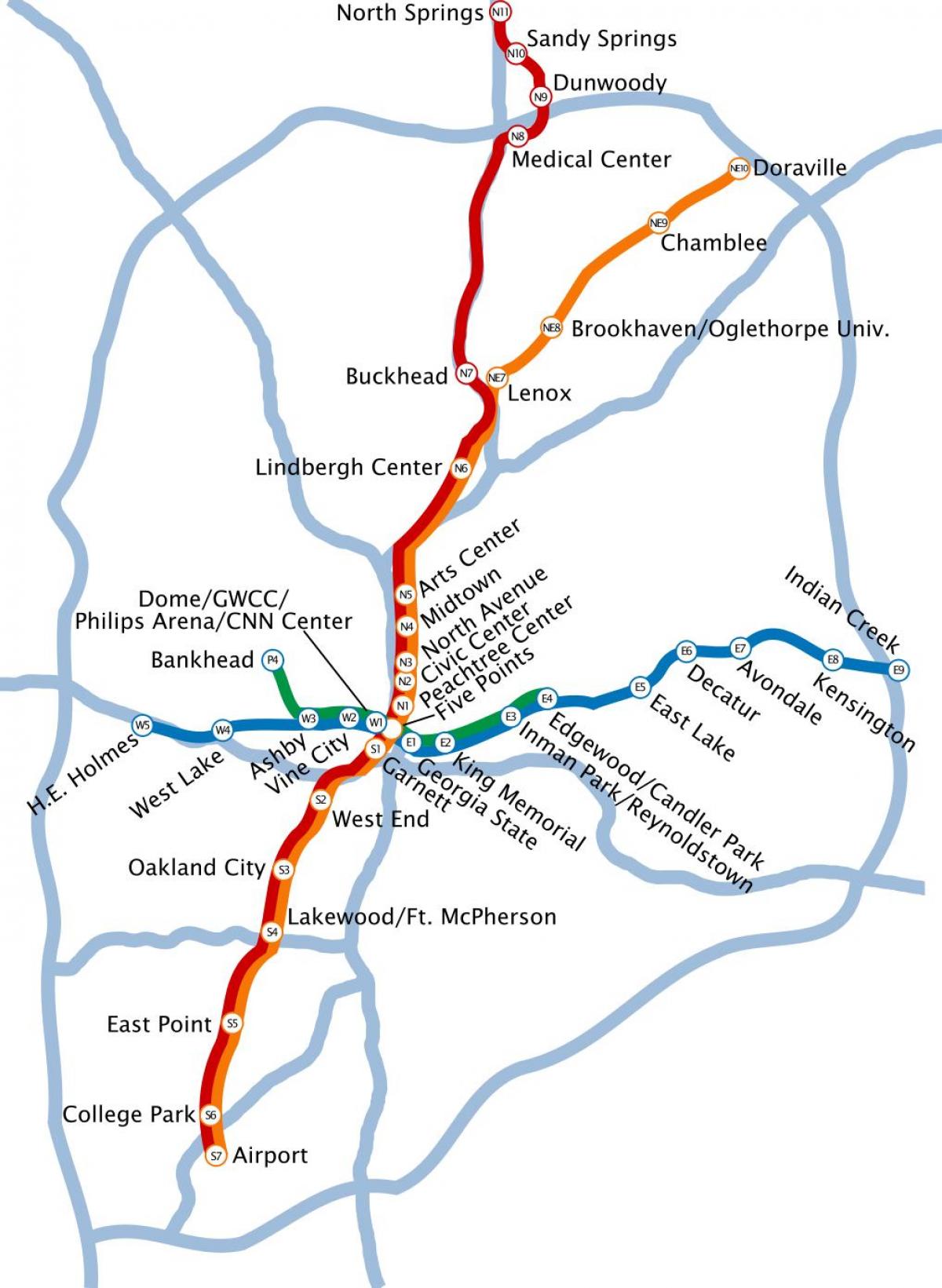 χάρτης του μετρό Ατλάντα